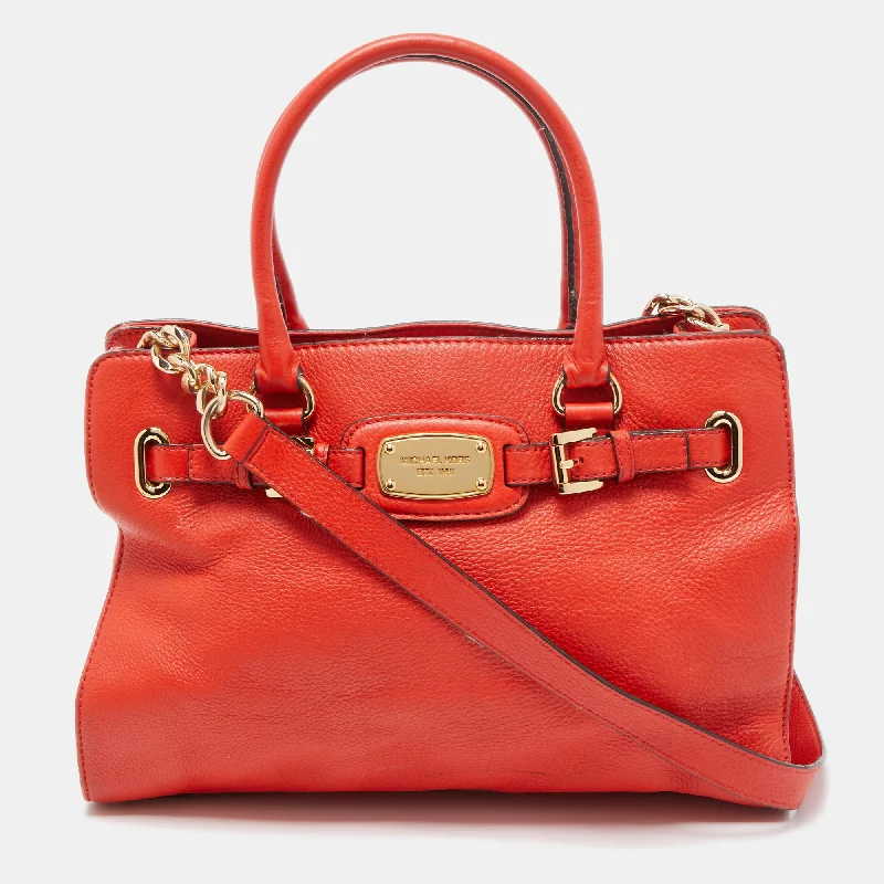 Michael Michael Kors Bags for fishing trips with a compartment for tackleRed Leather East West Hamilton Tote