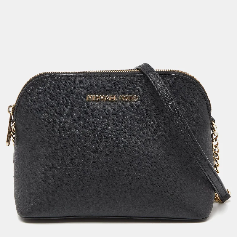 magnetic - snap Michael Michael Kors crossbody bags for easy accessBlack Leather Jet Set Crossbody Bag