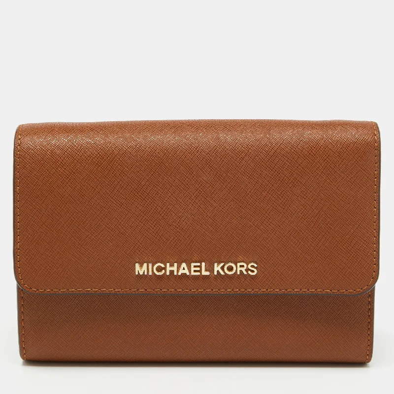 Michael Michael Kors Bags for couples traveling together in a coordinated styleBrown Leather Flap Wallet