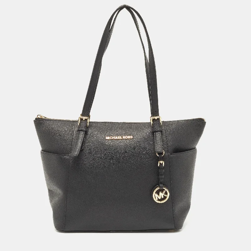 Michael Michael Kors Bags for ballet recitals to match the elegance of the eventBlack Saffiano Leather Jet Set Top Zip Tote