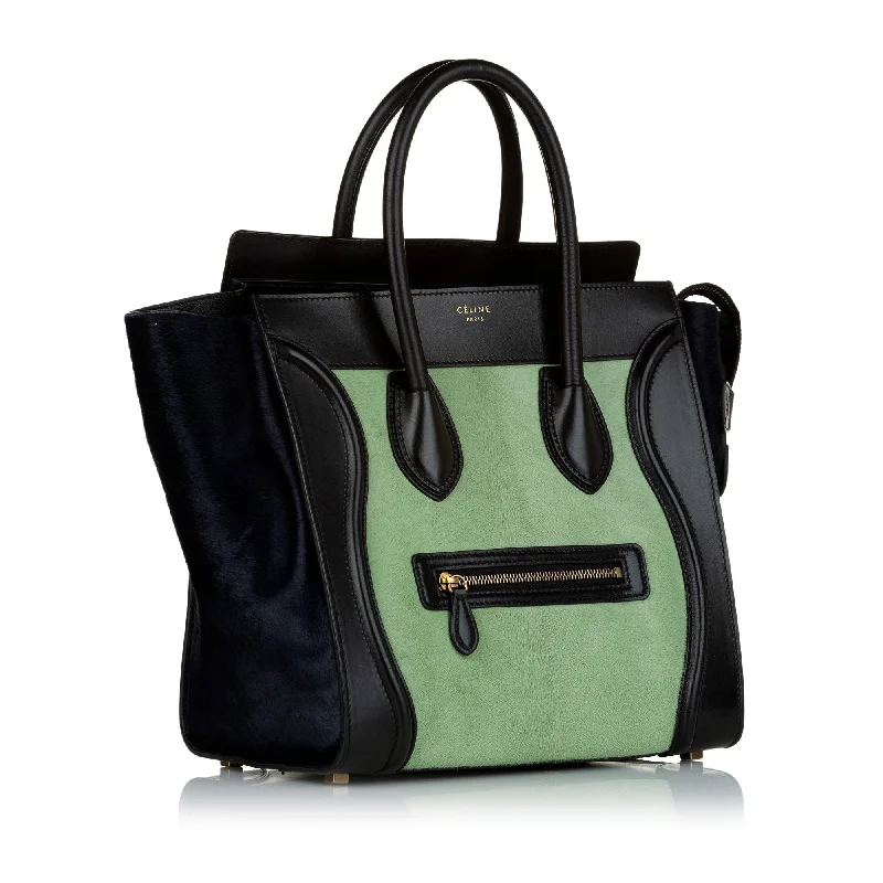 Pattern - Mixing Celine Bags for a Trendy and Edgy LookGreen Celine Mini Luggage Bicolor Pony Hair Tote Bag