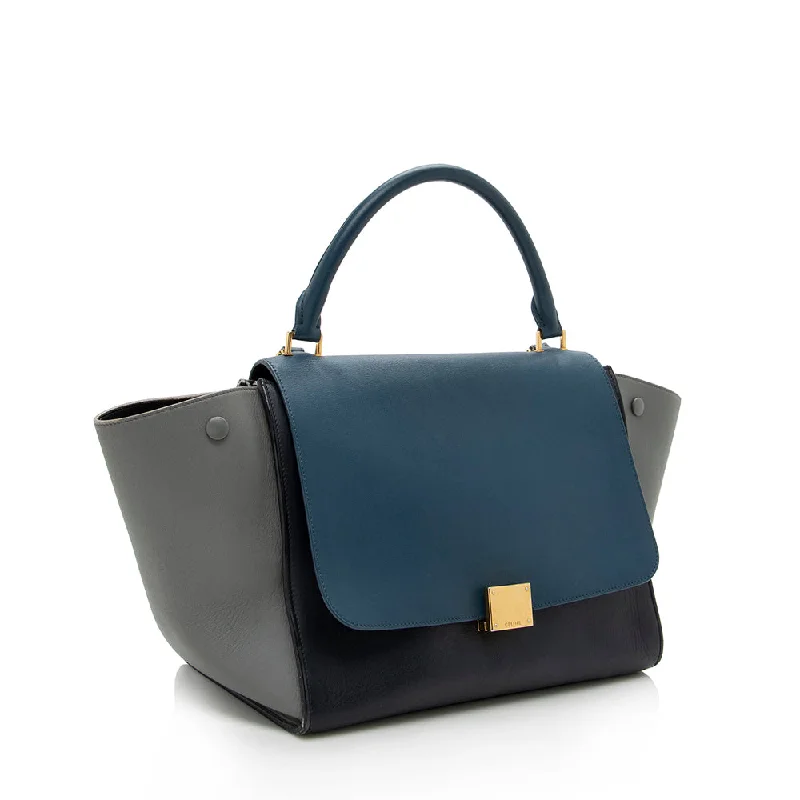 Celine Shoulder Bags in Classic Neutral ColorsCeline Tricolor Calfskin Small Trapeze Bag (SHF-17369)