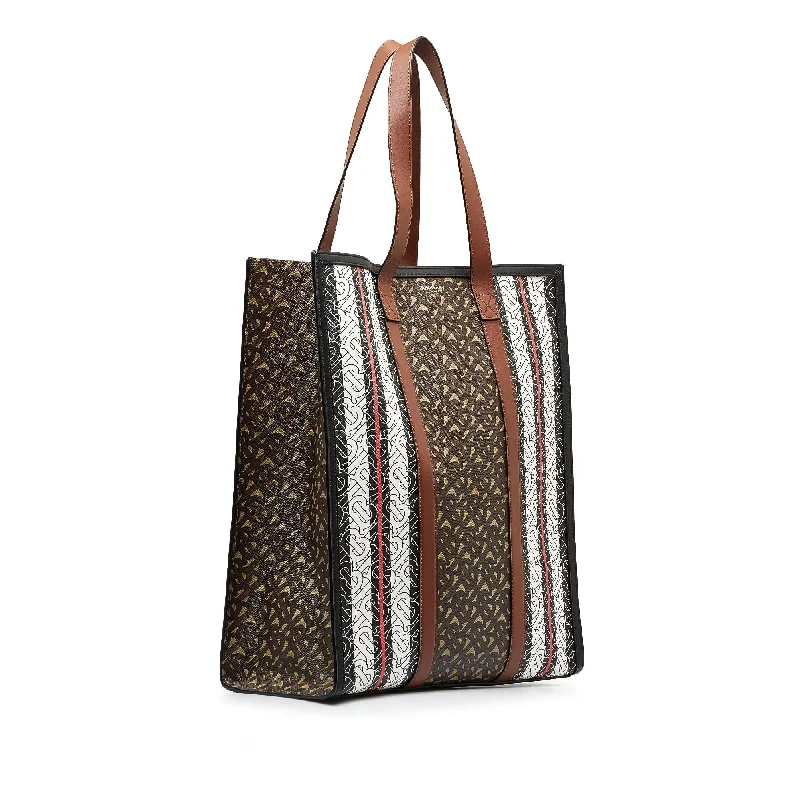 Burberry Bags with Chain Straps for a Chic VibeBrown Burberry Monogram Stripe E Tote Bag