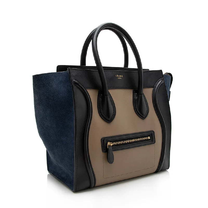 Sustainable Celine Bags Using Eco - Friendly MaterialsCeline Tricolor Leather Canvas Mini Luggage Tote (SHF-17162)