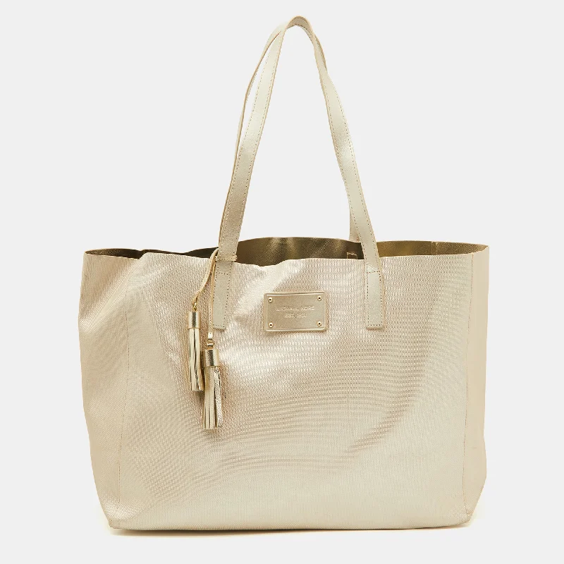 Michael Michael Kors Bags for antique shows in a classic and elegant styleGold Faux Leather Shopper Tote