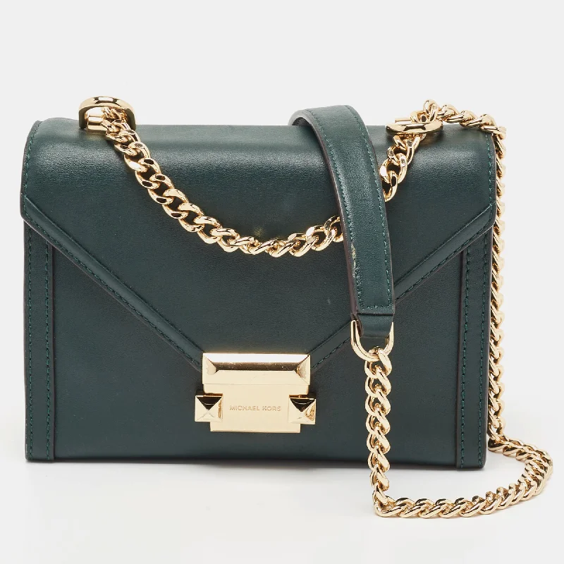 Michael Michael Kors Bags for language immersion programs to carry study materialsGreen Emerald Leather Whitney Shoulder Bag