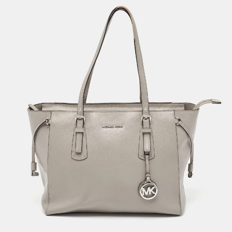 Michael Michael Kors Bags for road trips with enough space for snacksGrey Leather Medium Voyager Tote