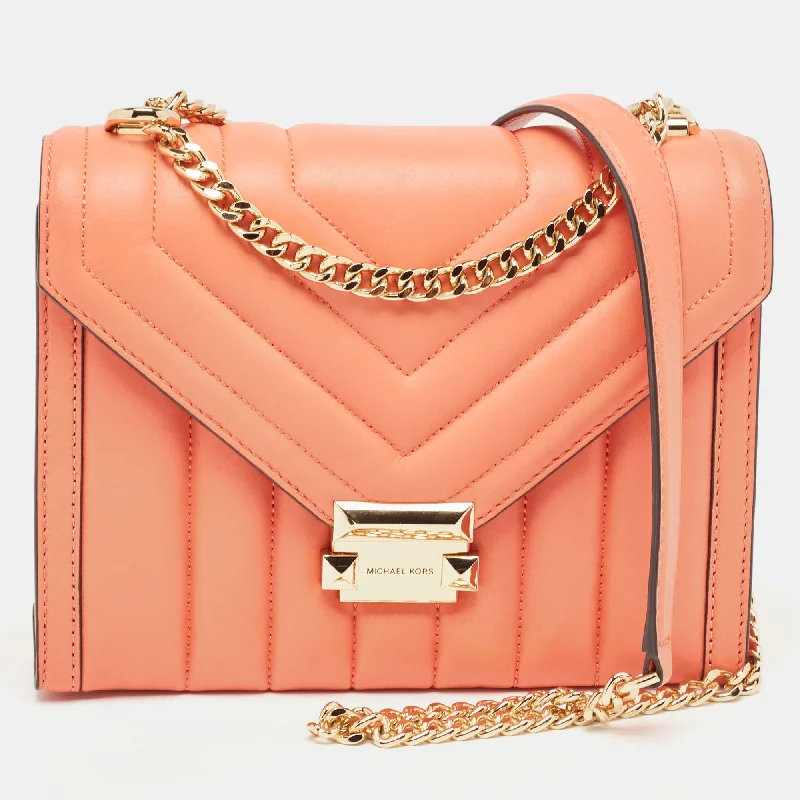 Michael Michael Kors Bags for art exhibitions to complement the art - inspired lookPeach Quilted Leather Large Whitney Shoulder Bag