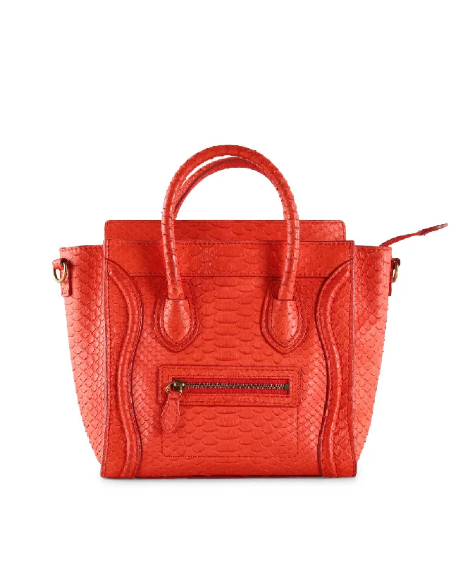 Kids' Sized Celine - Inspired Bags for Young Fashion LoversCeline Coral Python Nano Luggage Tote Bag