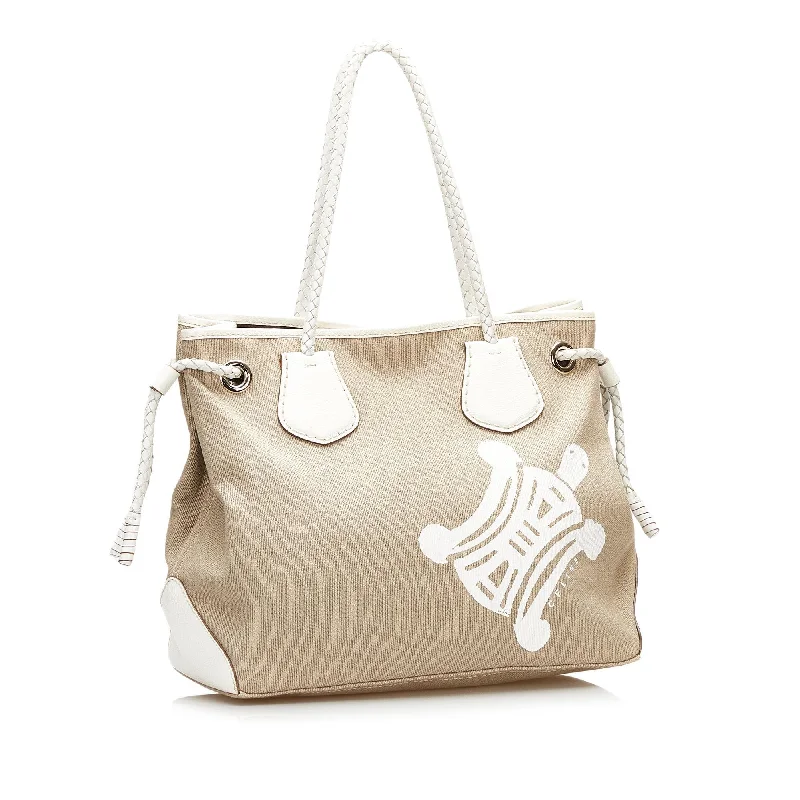 Celine Bags with Antique - Style Hardware for a Vintage VibeCeline Triomphe Logo Canvas Tote (SHG-35745)