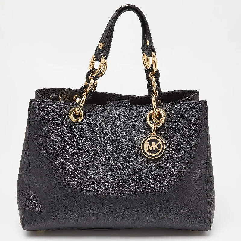 Michael Michael Kors bucket bags in classic black for a timeless lookBlack Saffiano Leather Medium Cynthia Tote