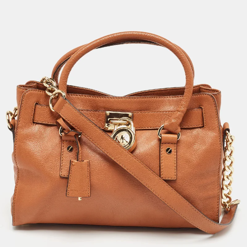 smooth leather Michael Michael Kors handbags for a sleek lookBrown Leather Medium Hamilton East West Tote