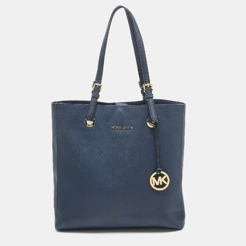 silver - accented Michael Michael Kors handbags for a modern edgeNavy Blue Leather Jet Set Tote