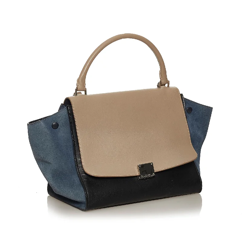 Minimalist Celine Bags for a Sleek and Chic LookCeline Trapeze Tricolor Leather Satchel (SHG-28826)