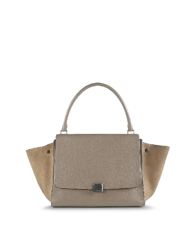 Seasonal Print Celine Bags for Summer VacationsCeline Taupe Leather & Suede Trapeze Bag