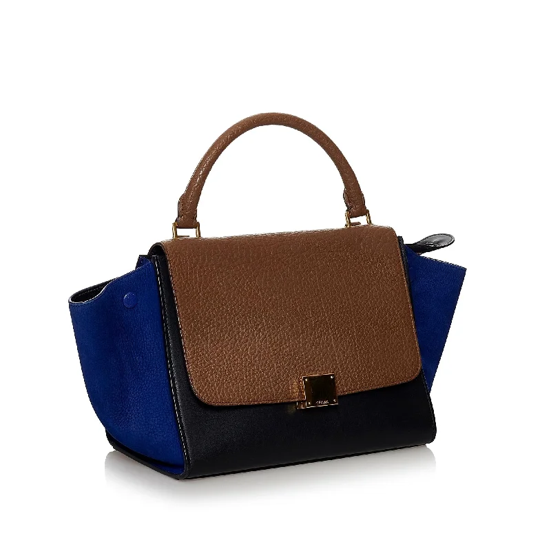 Quilted Celine Bags for a Luxurious AestheticCeline Trapeze Tricolor Leather Satchel (SHG-29794)