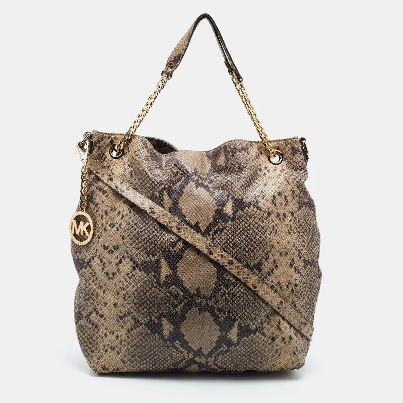 Michael Michael Kors Bags for dance performances with a design that won't restrict movementBeige Snakeskin Embossed Leather Cynthia Shoulder Bag