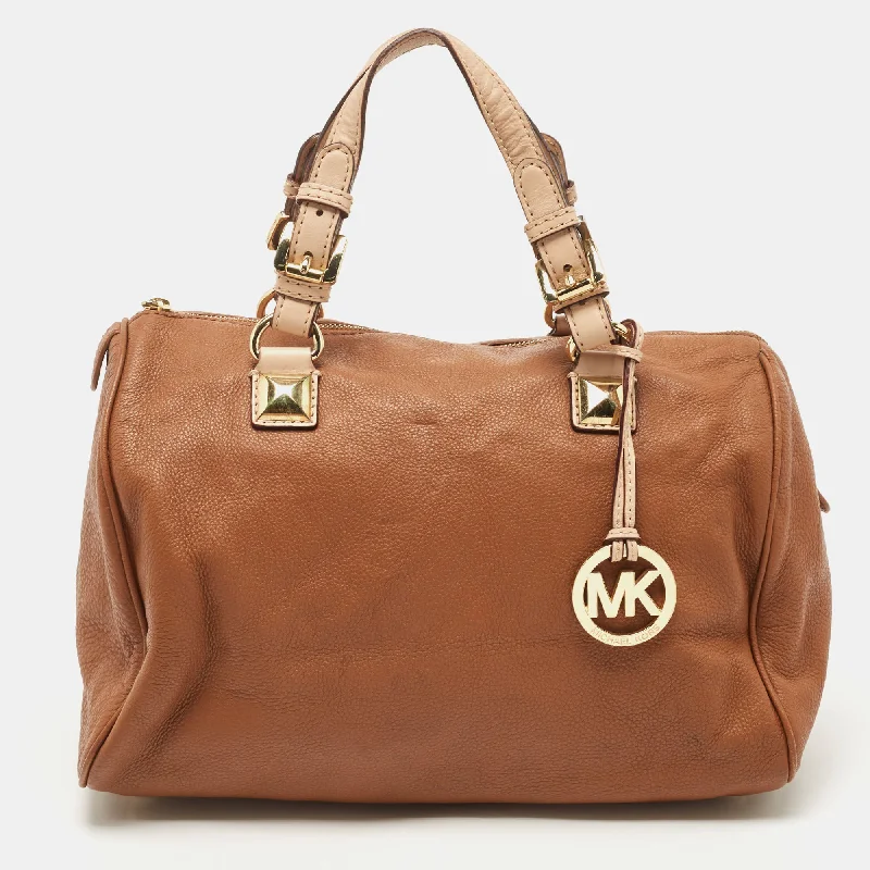 medium-sized Michael Michael Kors satchel bags for everyday office useBrown Leather Grayson Boston Bag