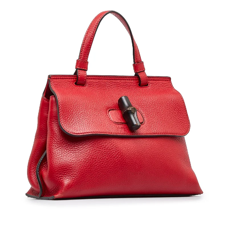 High - End Celine Leather Bags with Signature HardwareRed Gucci Small Bamboo Daily Satchel