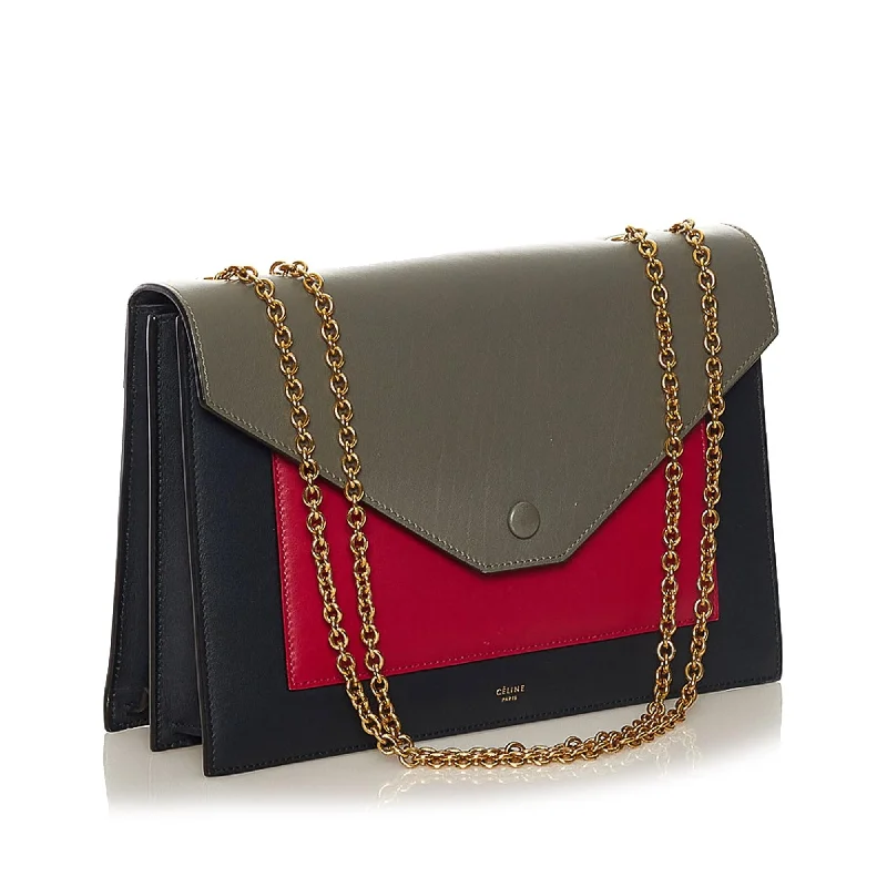 Limited Edition Celine Bags for Fashion CollectorsCeline Tricolor Pocket Envelope Leather Shoulder Bag (SHG-vdfVYD)