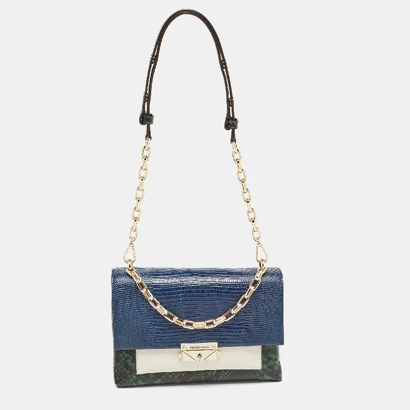 Michael Michael Kors Bags for technology expos in a tech - savvy and stylish designMulticolor Python Embossed and Lizard Embossed Leather Cece Flap Shoulder Bag