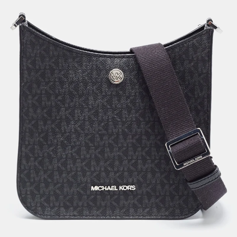 Michael Michael Kors Bags for honeymooners in a romantic styleBlack Signature Coated Canvas Briley Messenger Bag