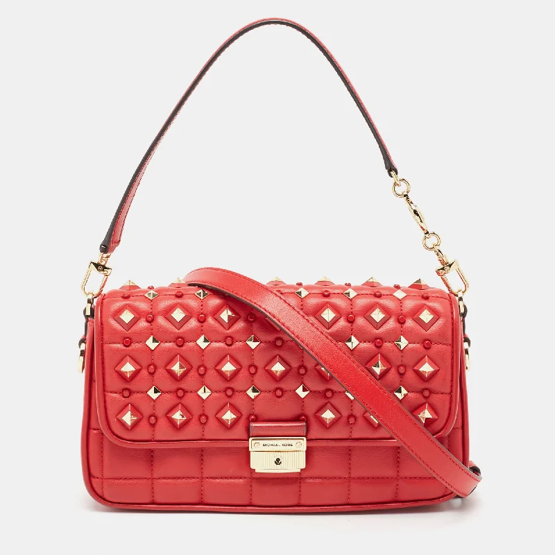 Michael Michael Kors Bags for brunches with friends in a casual - chic lookRed Quilted Leather Small Studded Bradshaw Convertible Shoulder Bag