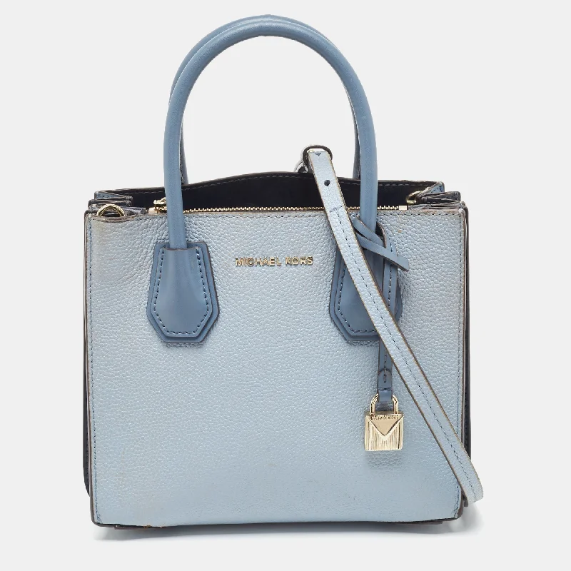 Michael Michael Kors Bags with gold - tone hardware for a touch of luxuryGrey/Blue Leather Mercer Satchel