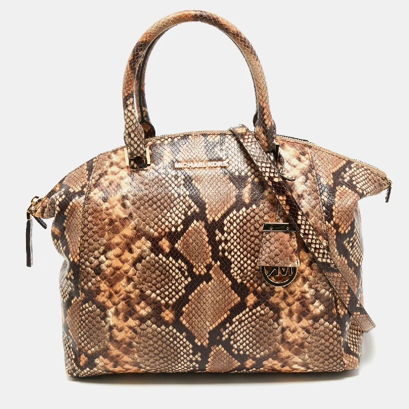 Michael Michael Kors Bags for fashion weeks to showcase the latest trendsBeige/Brown Python Embossed Leather Satchel