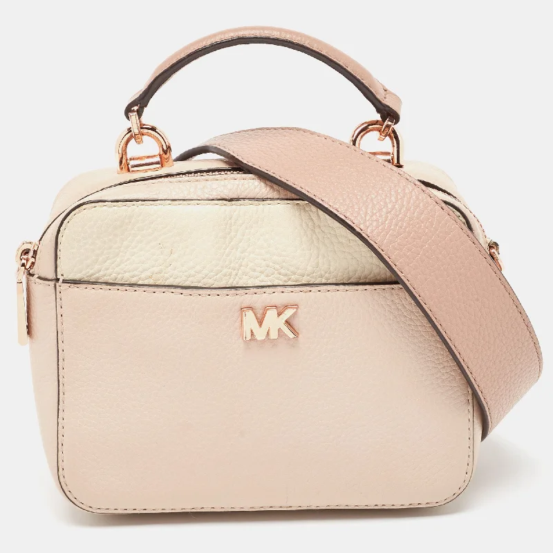 Michael Michael Kors Bags for cruise vacations with a nautical - inspired lookCream/Pink Leather Mini Mott Crossbody Bag