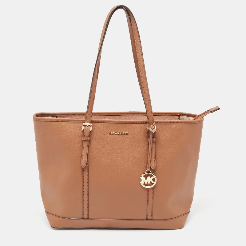 Michael Michael Kors Bags for DIY craft fairs to carry suppliesBrown Saffiano Leather Jet Set Travel Tote