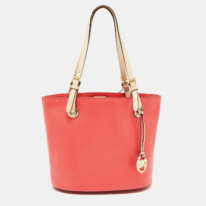 Michael Michael Kors hobo bags with adjustable straps for comfortable carryingWatermelon Leather Medium Jet Set Tote