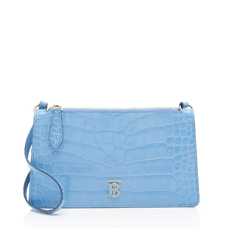 Statement - Making Oversized Burberry BagsBurberry Croc Embossed Calfskin TB Mini Pouch (SHF-fVTtix)