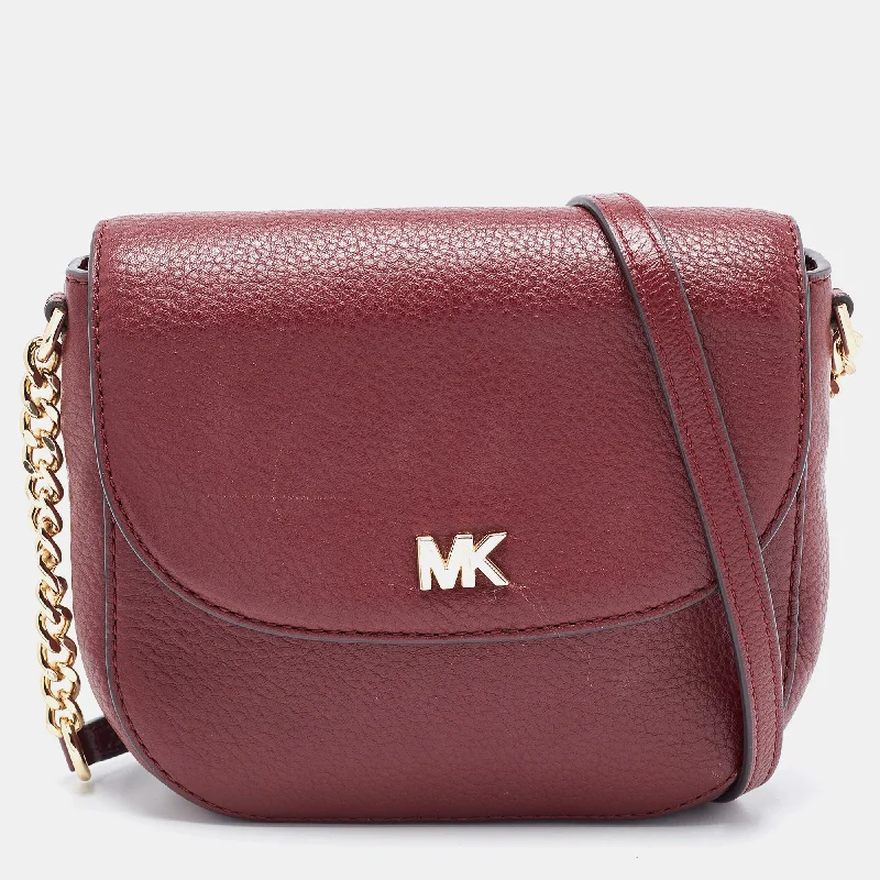 Michael Michael Kors Bags for movie nights with a practical sizeBurgundy Leather Mott Crossbody Bag