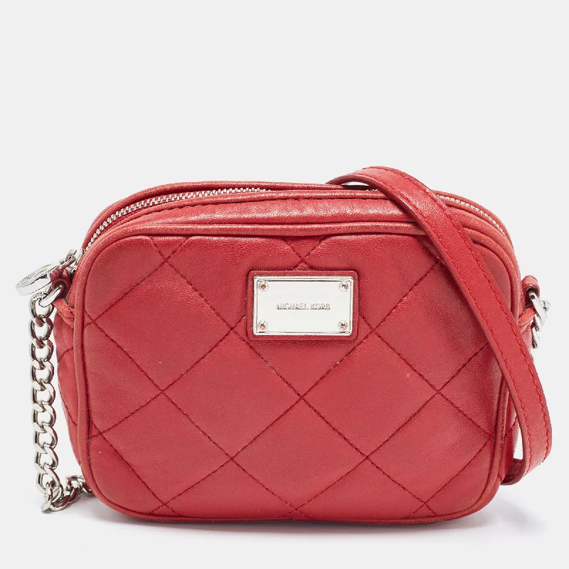 Michael Michael Kors Bags for spa days with a compartment for toiletriesRed Quilted Leather Camera Shoulder Bag