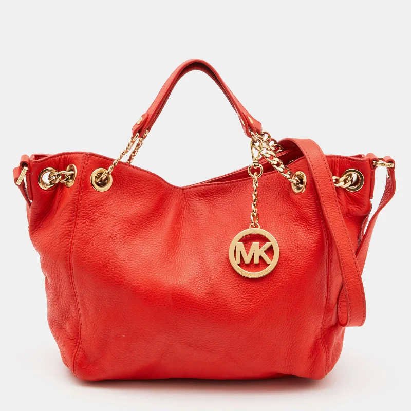 Michael Michael Kors Bags for plane trips with a TSA - friendly designOrange Leather Chain Hobo