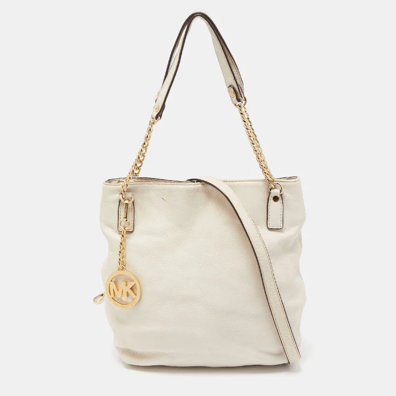 Michael Michael Kors Bags for trade shows to carry samples and brochuresOff White Leather Charm Shoulder Bag