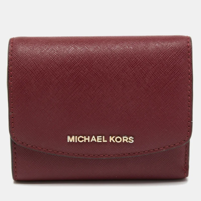 Michael Michael Kors Bags for model castings to make a statementBurgundy Saffiano Leather Jet Set Trifold Wallet