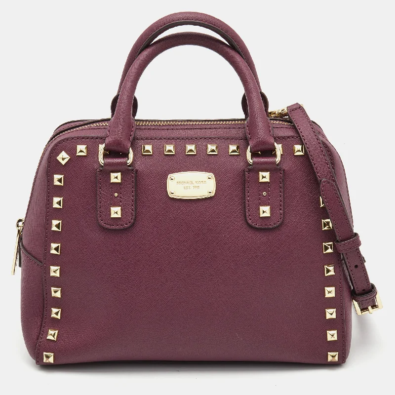 Michael Michael Kors Bags for dance performances with a design that won't restrict movementPurple Saffiano Leather Small Studded Sandrine Satchel