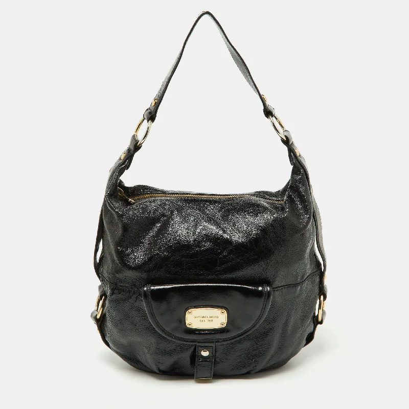 Michael Michael Kors Bags for business meetings in a sophisticated styleBlack Patent Leather Fulton Hobo