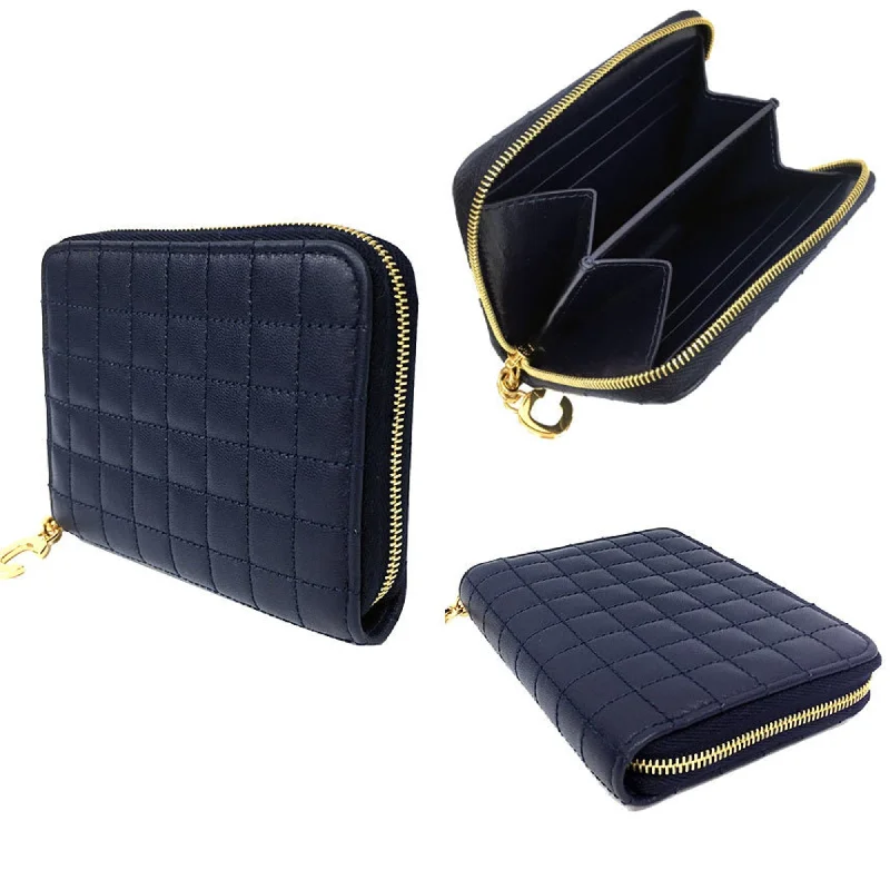 Celine Bags for the Sophisticated Urban ProfessionalCeline folding wallet 10B663BFL COMPACT ZIPPED WALLET C CHARM coin case quilted navy