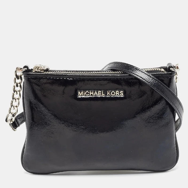 Michael Michael Kors Bags for backpackers who want a touch of luxuryBlack Patent Leather Zip Crossbody Bag