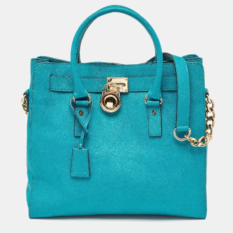 Michael Michael Kors Bags for weddings as a stylish accessoryGreen Leather Large Hamilton North South Tote