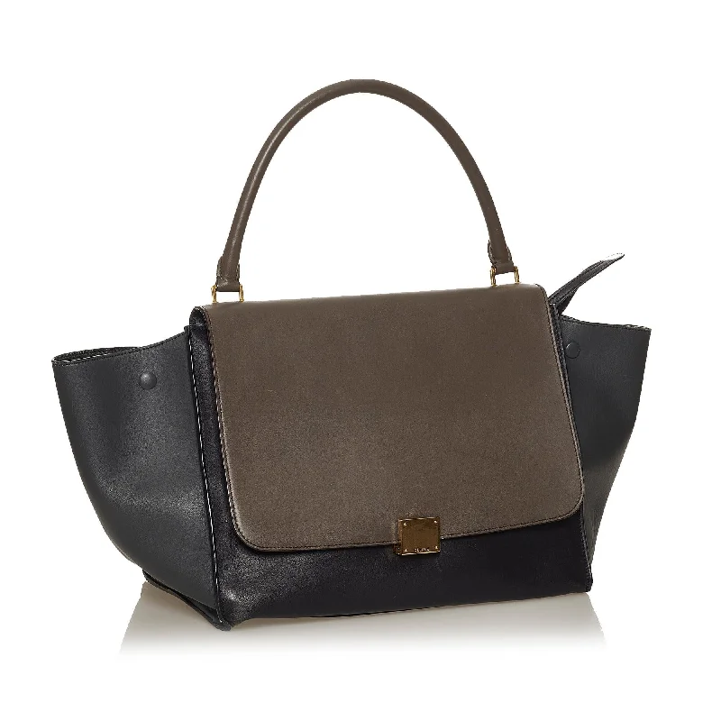 Celine Bags with Detachable Straps for VersatilityCeline Trapeze Tricolor Leather Satchel (SHG-28899)