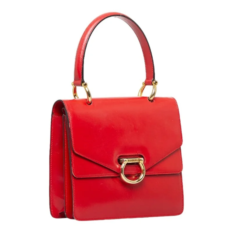 Dark - Hued Celine Bags for a Sophisticated and Timeless LookCeline Gancini Handbag Red Gold Leather Ladies