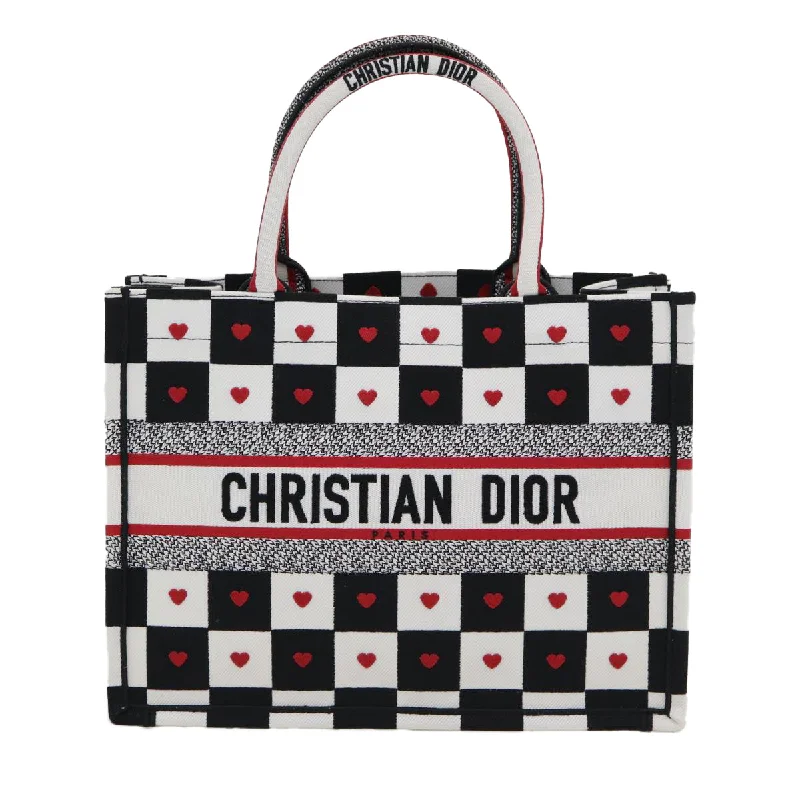 Christian Dior bags with a detachable coin purse insideCHRISTIAN DIOR Dior Amour Book Tote Tote Bag Canvas Black White Auth 85927A