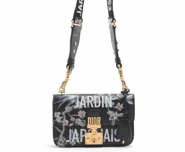 Christian Dior Saddle bags with a distressed leather finishDior Jardin Black Floral Crossbody Bag Medium