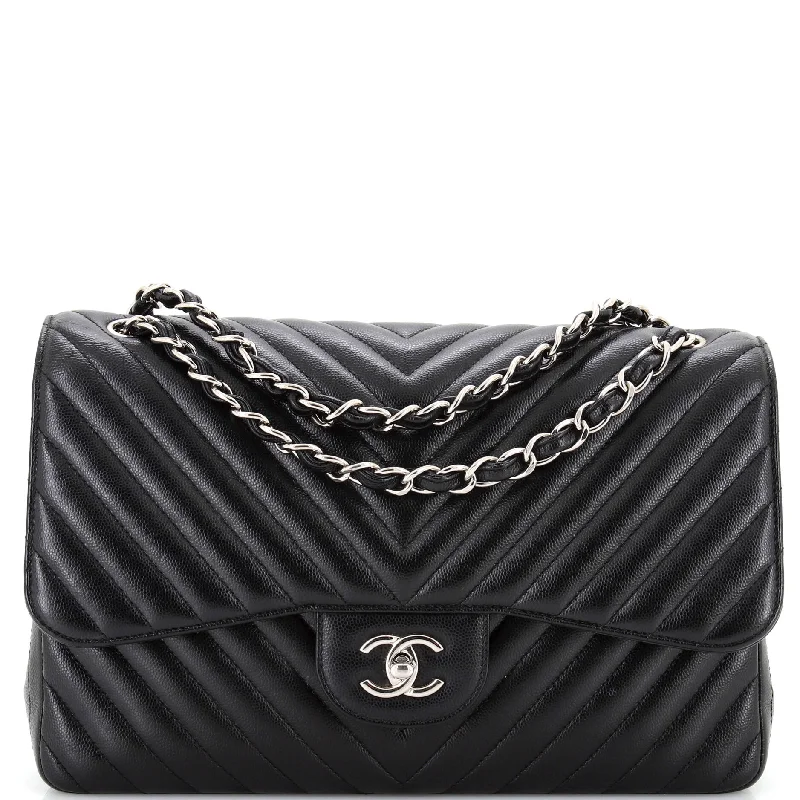 Contemporary Christian Dior handbags with a unique shapeClassic Double Flap Bag Chevron Caviar Jumbo