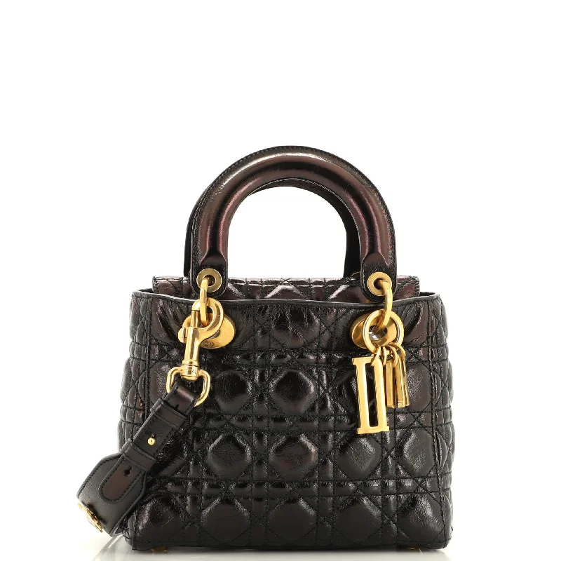 Christian Dior handbags with a back - pocket for quick storageMy Lady Dior Bag Cannage Quilted Crinkled Patent