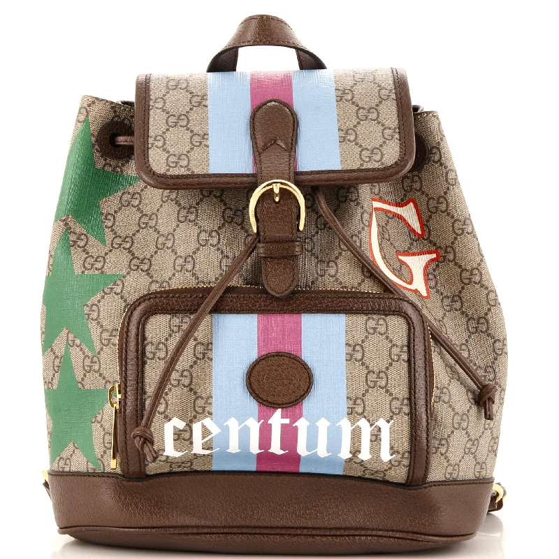 Christian Dior bags with a detachable coin purse insideInterlocking G Patch Drawstring Flap Backpack Printed GG Coated Canvas Small